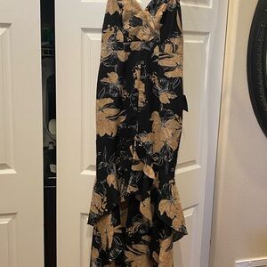 Lulu's Black and Tan Floral Dress